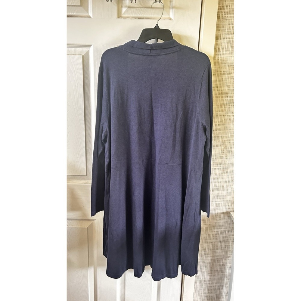 Isaac Mizrahi Live Cardigan Womens 2X Plus Navy Open Front LS Cotton Rayon New T - Picture 12 of 12